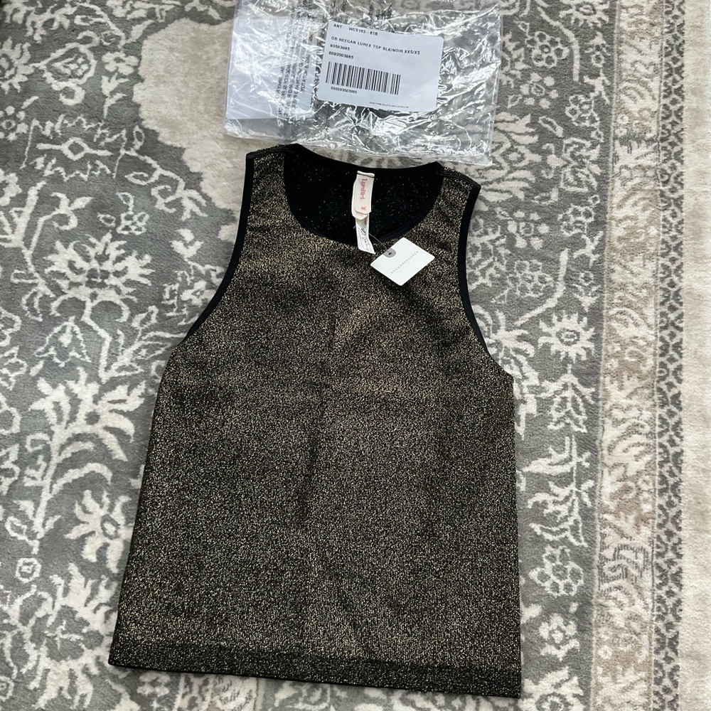 Anthropologie Metallic Black & Gold Sleeveless Tank
